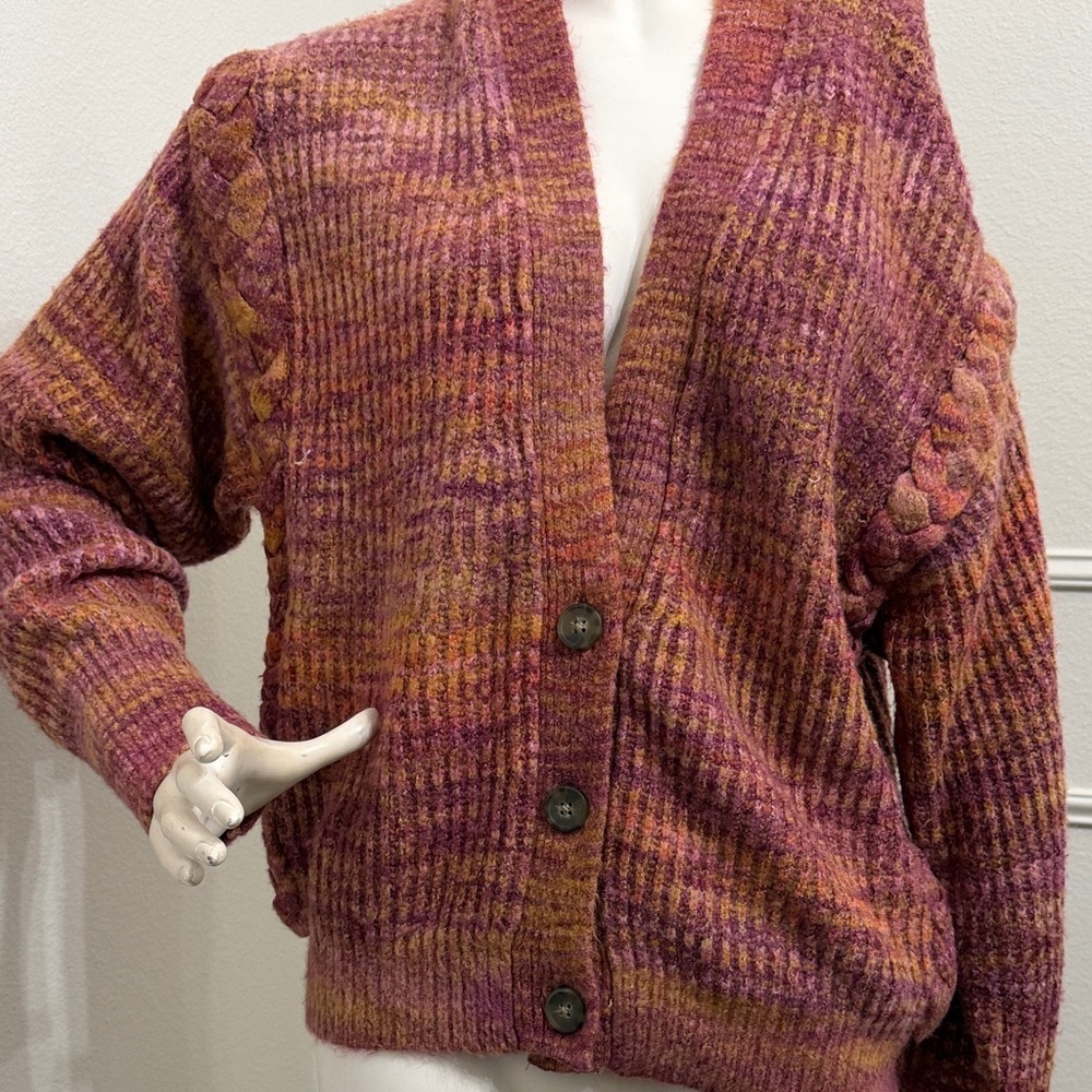 Dex Women's Pink and Orange Cardigan Sweater - Picture 7 of 7